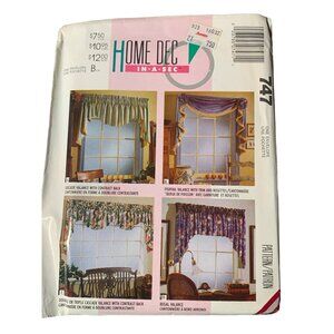 Home Dec In A Sec Pattern 747 for Four Window Valances uncut